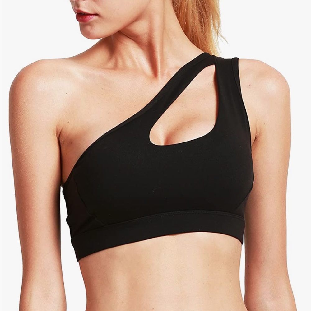 one shoulder sports bra